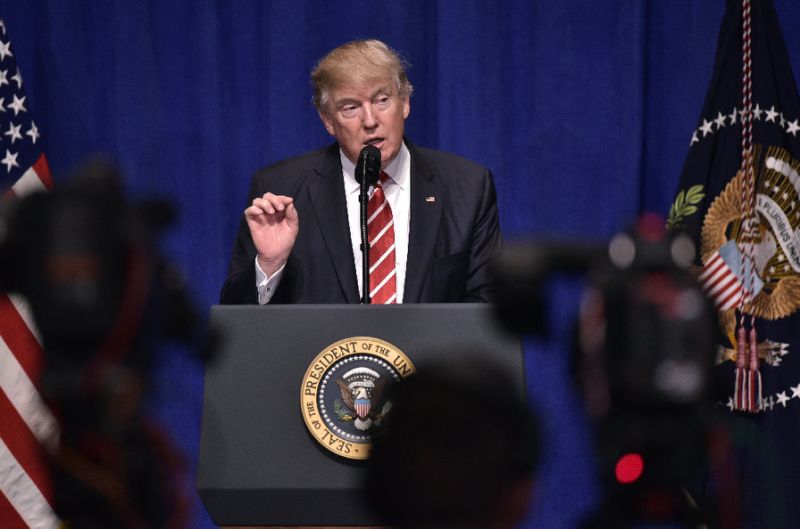 us president donald trump speaks following a visit to the us central command and special operations command at macdill air force base on february 6 2017 in tampa florida photo afp