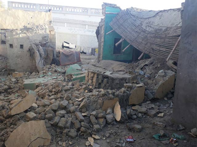picture of a house after the earthquake in pasni area of gwadar disctrict photo express