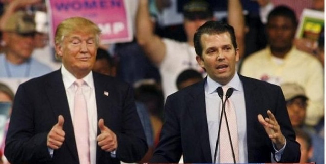 us president donald trump gives a thumbs up as his son donald trump jr speaks photo reuters us president donald trump gives a thumbs up as his son donald trump jr speaks photo reuters