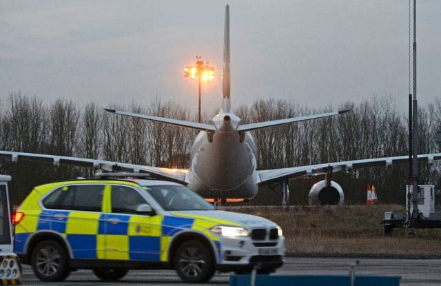 a police passes next to a pakistan international airlines aircraft that was intercepted and escorted by fighter jets to stansted airport northeast of london because of a disruptive passenger britain 039 s police said february 7 2017 photo reuters a police passes next to a pakistan international airlines aircraft that was intercepted and escorted by fighter jets to stansted airport northeast of london because of a disruptive passenger britain 039 s police said february 7 2017 photo reuters