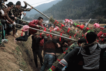 china villagers beat the buddha for a good harvest