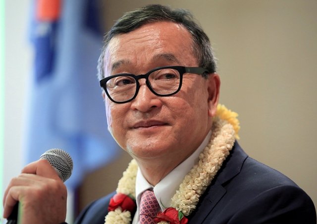 cambodian opposition leader sam rainsy delivers a speech to members of the cambodia national rescue party cnrp at a hotel in metro manila philippines june 29 2016 photo reuters