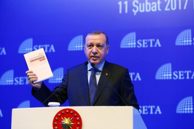 turkish president tayyip erdogan makes a speech during a symposium on presidential system in istanbul turkey february 11 2017 photo reuters turkish president tayyip erdogan makes a speech during a symposium on presidential system in istanbul turkey february 11 2017 photo reuters