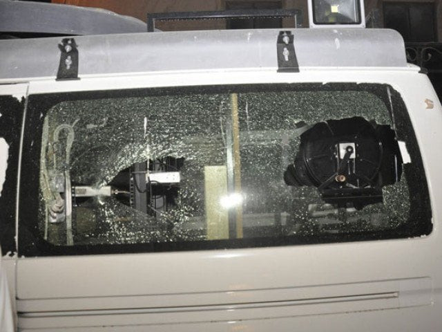 the broken glass of the attacked dsng van photo express the broken glass of the attacked dsng van photo express