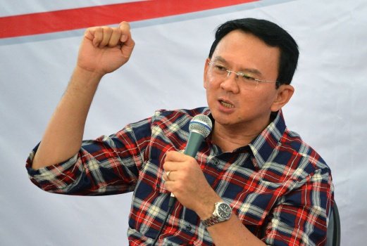 basuki tjahaja purnama will on wednesday face two prominent muslim candidates in the race to lead the indonesian capital photo afp