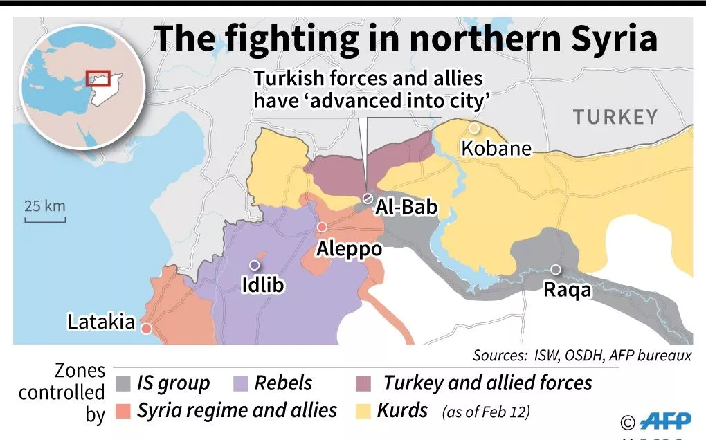 turkish forces and allied rebels entered al bab for the first time on saturday from the west according to the syrian observatory for human rights photo afp turkish forces and allied rebels entered al bab for the first time on saturday from the west according to the syrian observatory for human rights photo afp
