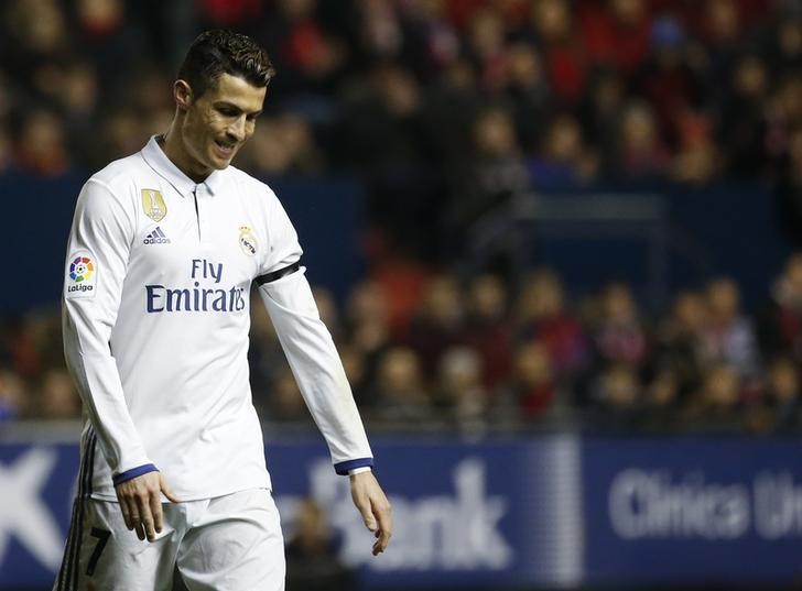 real madrid 039 s cristiano ronaldo reacts during the match against osasuna photo reuters