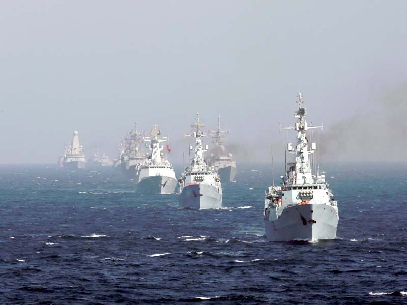 ships of the participating countries sail during aman 17 in the north arabian sea photo reuters