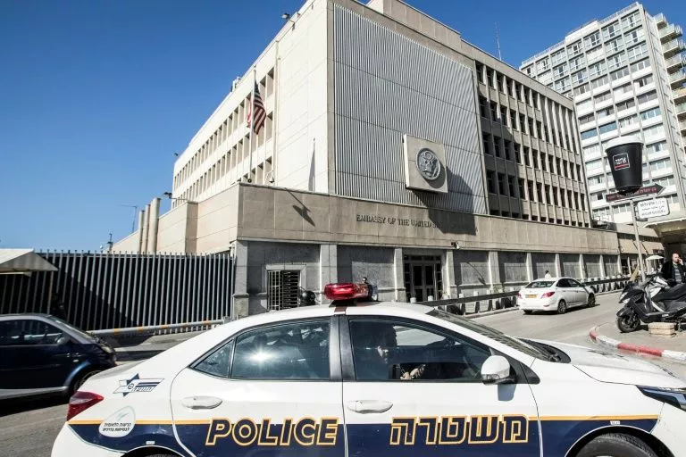 the exterior of the us embassy building in the israeli coastal city of tel aviv photo afp the exterior of the us embassy building in the israeli coastal city of tel aviv photo afp