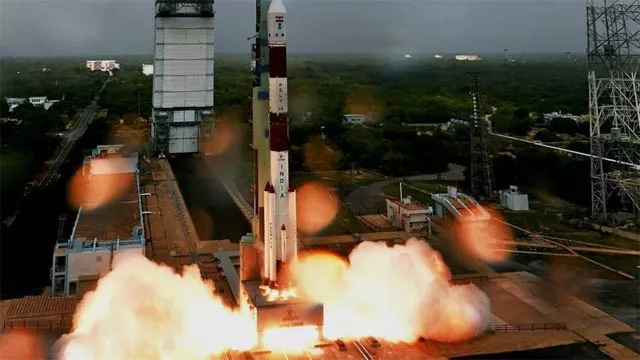 the rocket is set to blast off from the southern spaceport of sriharikota photo courtesy pti
