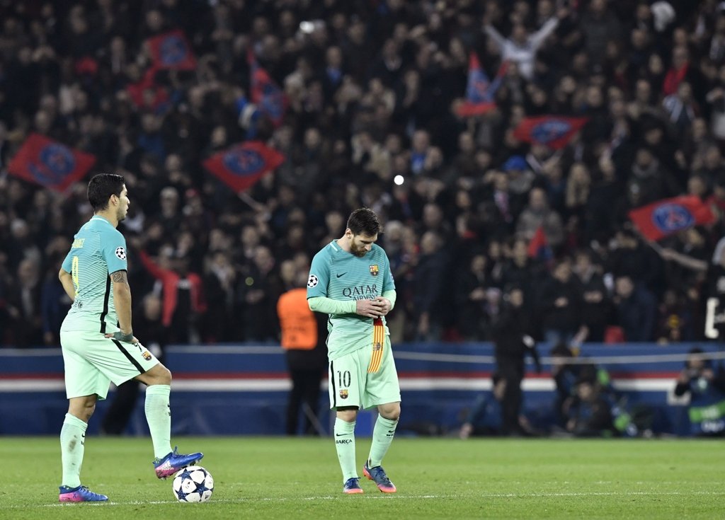 psg outclassed barcelona 4 0 in last 16 s first leg photo afp