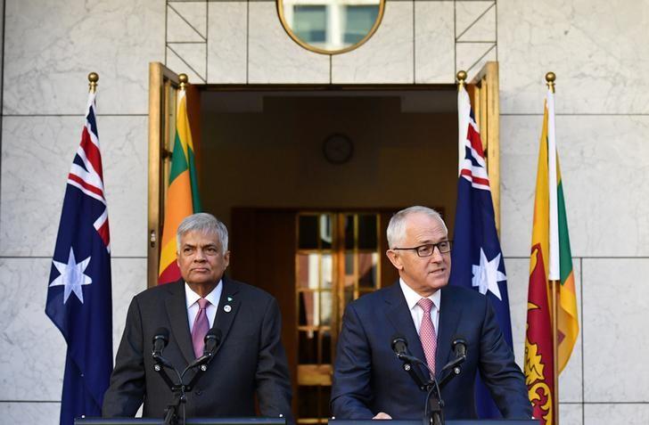 sri lanka 039 s prime minister ranil wickremesinghe l and australia 039 s prime minister malcolm turnbull attend a press conference at parliament house in canberra australia february 15 2017 photo reuters