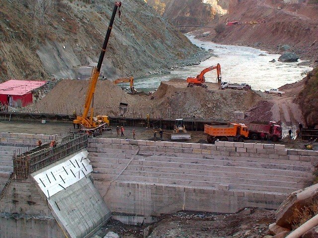 a view of ongoing construction work at the neelum jhelum hydropower project site photo express file