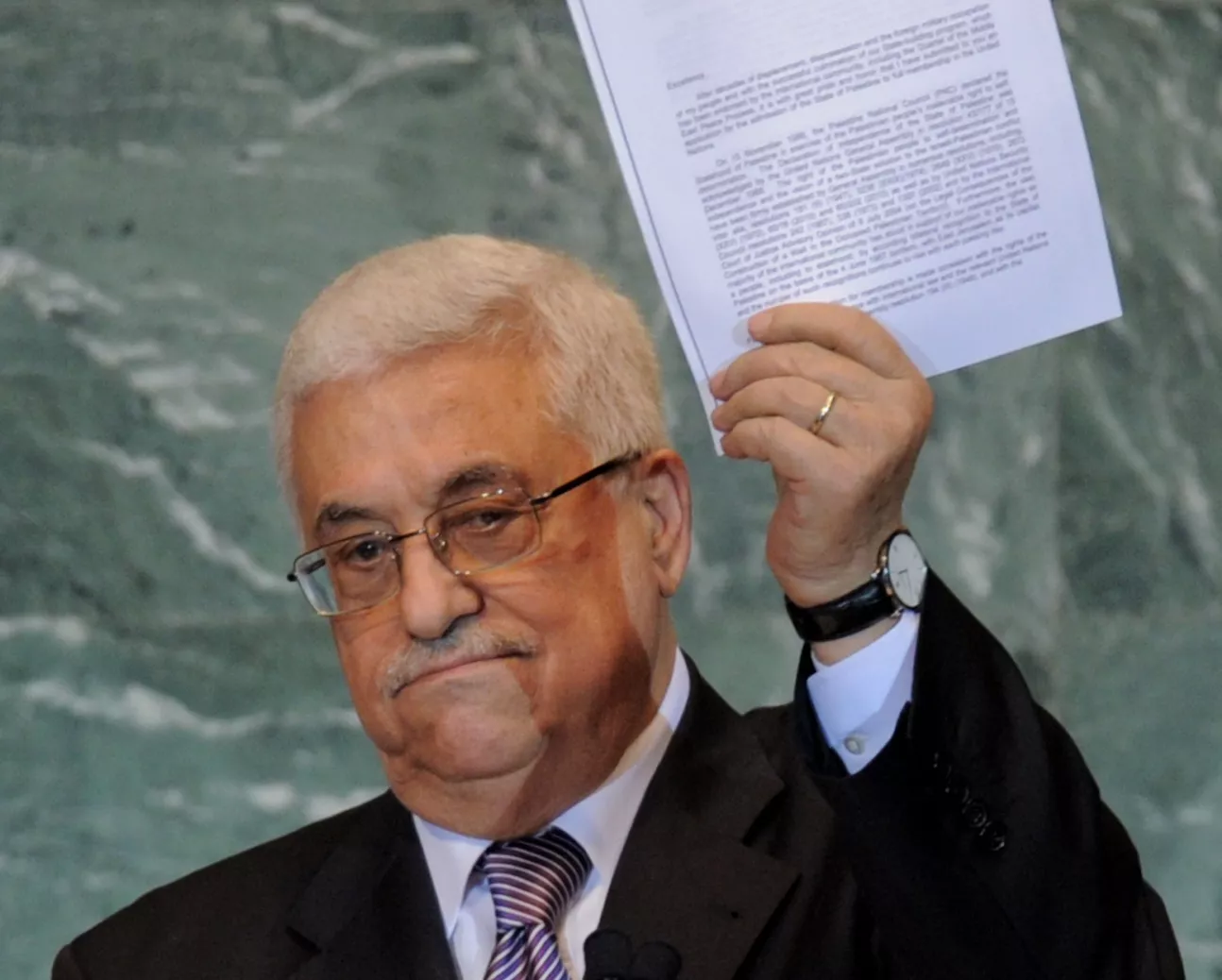 mahmoud abbas president of the palestinian authority holds a copy of the letter requesting palestinian statehood as he speaks during the united nations general assembly september 23 2011 at un headquarters in new york photo afp mahmoud abbas president of the palestinian authority holds a copy of the letter requesting palestinian statehood as he speaks during the united nations general assembly september 23 2011 at un headquarters in new york photo afp