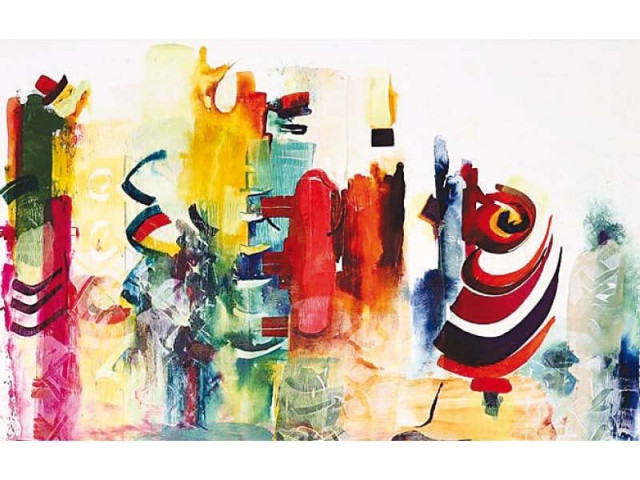 paintings paying tribute to sadequain on display at gallery 6 photo express
