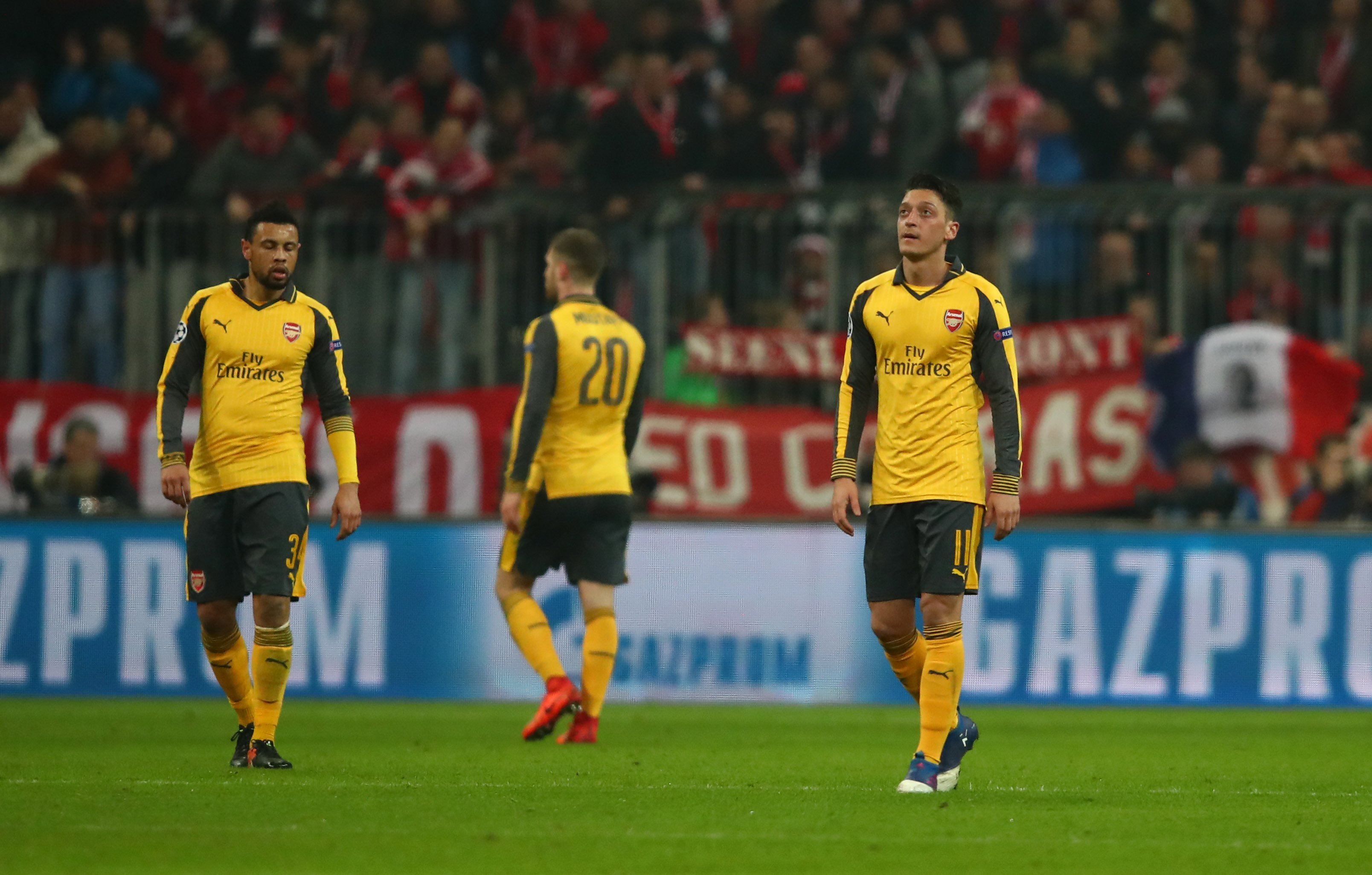 arsenal face seventh successive last 16 exit post bayern mauling in first leg photo reuters