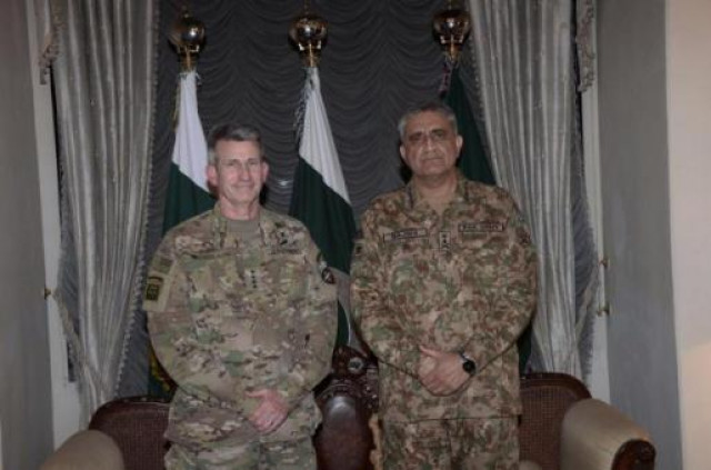 a file photo of army chief general qamar bajwa and general john nicholson photo file a file photo of army chief general qamar bajwa and general john nicholson photo file