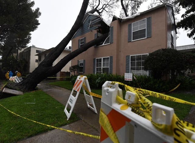 one of the strongest storms in years pounded california downing power lines and trees causing flight delays and forcing the evacuation of several hundred people photo afp one of the strongest storms in years pounded california downing power lines and trees causing flight delays and forcing the evacuation of several hundred people photo afp