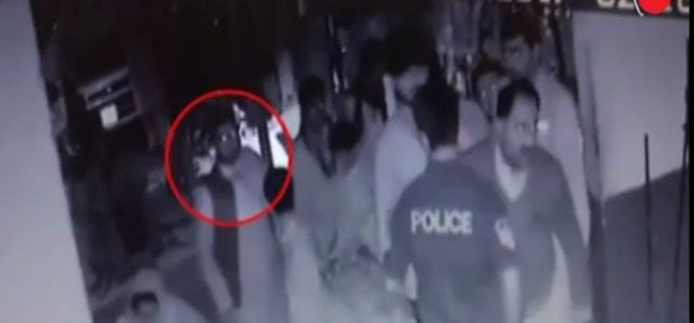 screen grab from cctv video played by ig sindh screen grab from cctv video played by ig sindh