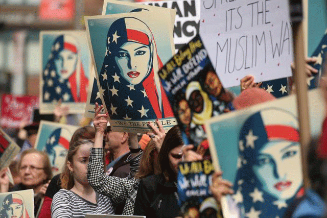 people take part in an 039 i am muslim too 039 rally in times square manhattan new york us february 19 2017 photo reuters people take part in an 039 i am muslim too 039 rally in times square manhattan new york us february 19 2017 photo reuters