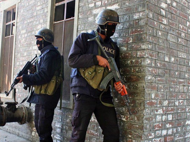 a file photo of khyber pakhtunkhwa police personnel taking part in a raid photo online