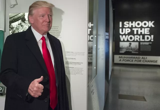 us president donald trump gives a thumbs up as he tours the smithsonian national museum of african american history and culture in washington dc february 21 2017 photo afp us president donald trump gives a thumbs up as he tours the smithsonian national museum of african american history and culture in washington dc february 21 2017 photo afp
