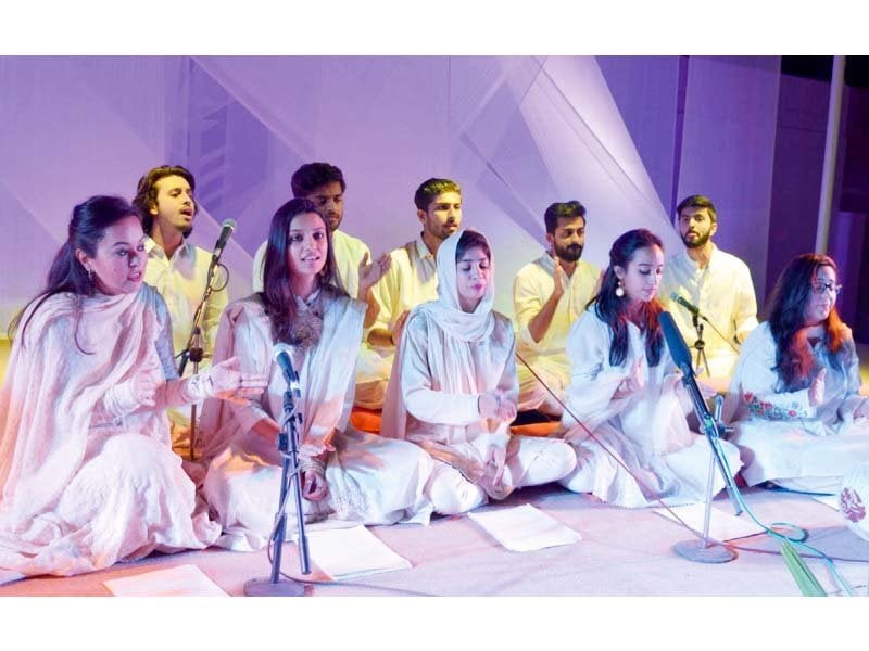 students perform on stage during indus valley and architecture conference organised by kennesaw state and indus school of art and architecture photo online