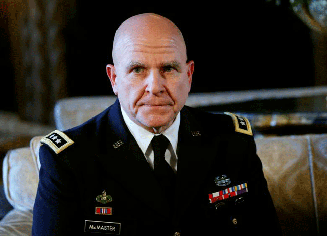 newly named national security adviser army lt gen h r mcmaster listens as us president donald trump makes the announcement at his mar a lago estate in palm beach florida us february 20 2017 photo reuters
