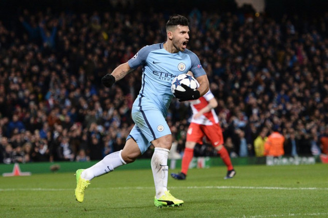 city 039 s aguero celebrates scoring against monaco at the etihad stadium on february 21 2017 photo afp city 039 s aguero celebrates scoring against monaco at the etihad stadium on february 21 2017 photo afp