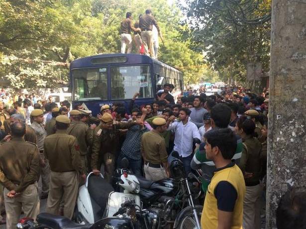 rival student unions clash amid conflict over two students photo courtesy the hindu