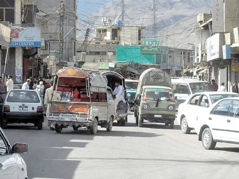 vehicles are stuck on a road in gilgit town photo file vehicles are stuck on a road in gilgit town photo file