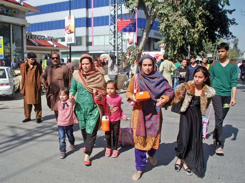 families leave a market after hearing rumours of another blast in gulberg on thursday photo abid nawaz express families leave a market after hearing rumours of another blast in gulberg on thursday photo abid nawaz express
