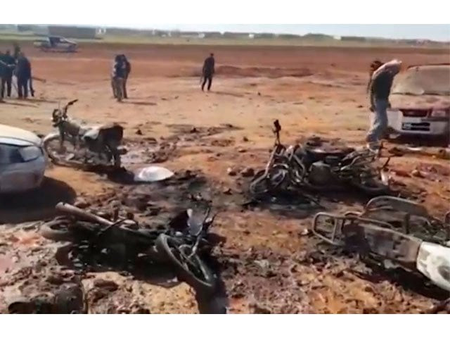 a still image taken from a video posted on social media uploaded on february 24 2017 shows people inspecting the damage at a site of an islamic state car bomb explosion said to be in sousian village near al bab syria photo reuters a still image taken from a video posted on social media uploaded on february 24 2017 shows people inspecting the damage at a site of an islamic state car bomb explosion said to be in sousian village near al bab syria photo reuters