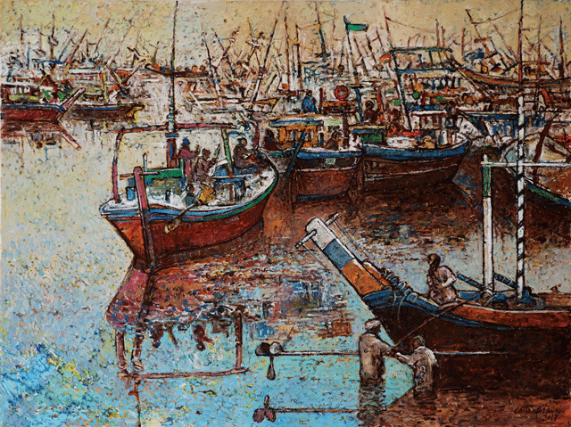 oil on canvas work of chitra pritam on display at clifton art gallery photo courtesy clifton art gallery