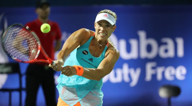 angelique kerber plays against elina svitolina in dubai on february 24 2017 photo afp angelique kerber plays against elina svitolina in dubai on february 24 2017 photo afp