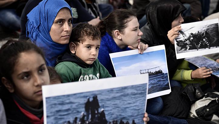 syrian refugees living in greece protest on nov 19 2014 in athens calling for immediate asylum status and housing more than half of europeans want less migration with up to 84 per cent of greeks against any further rise the international organisation for migration said on friday photo afp