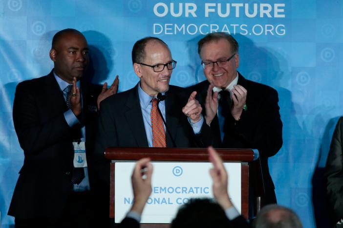 tom perez addresses the audience after being elected democratic national chair during the democratic national committee winter meeting in atlanta georgia february 25 2017 photo reuters