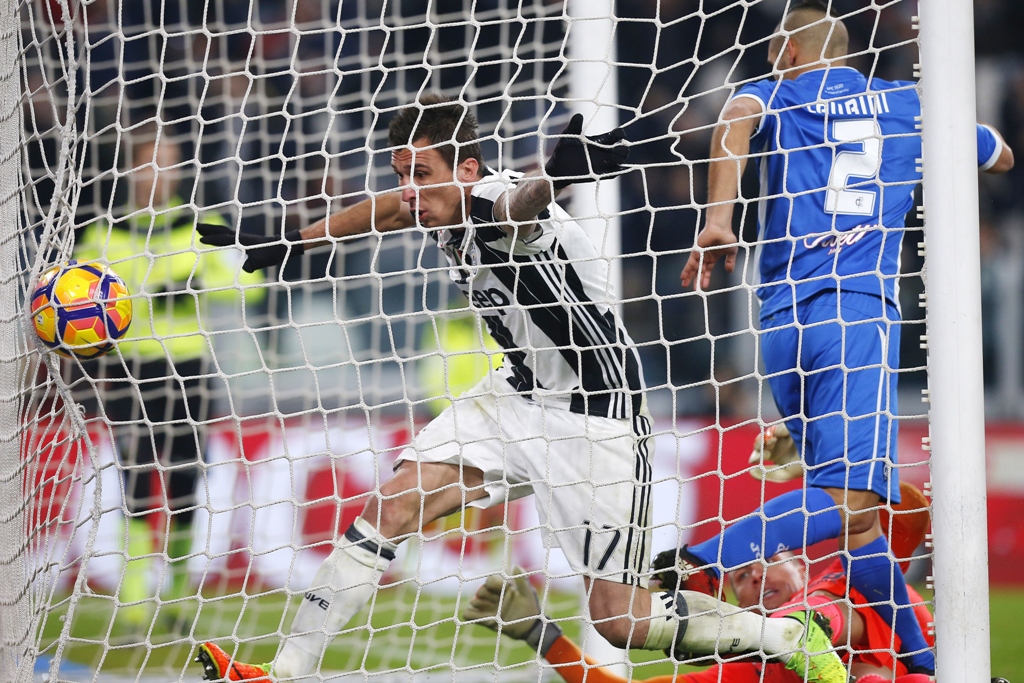 ushering it home mandzukic opened the scoring for juventus in what proved to be a tricky outing for the runaway leaders against empoli photo afp