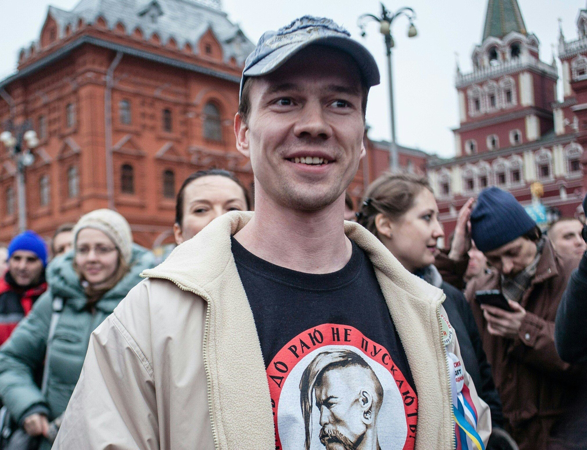 manezhnaya square shows ildar dadin participating in a rally in support of anti government activists detained in moscow 039 s bolotnaya square photo afp