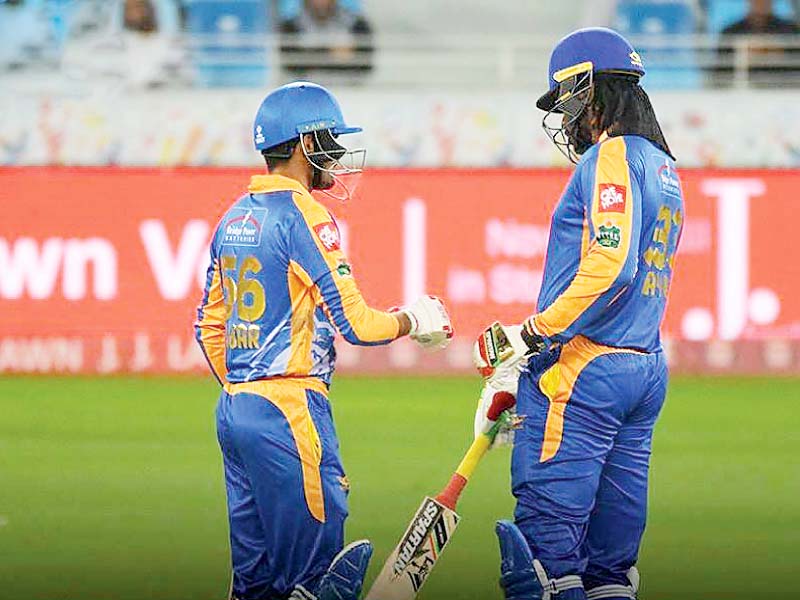 explosive karachi king s opener chris gayle with fellow opener babar azam photo courtesy psl