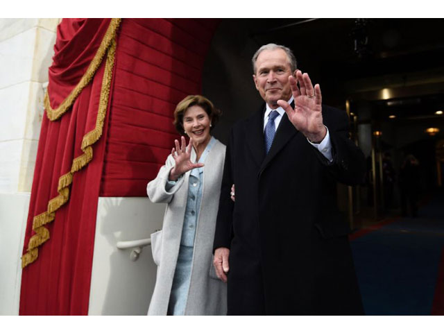 former us president george w bush and former first lady laura bush arrive for the presidential inauguration of donald trump at the us capitol january 20 2017 photo afp