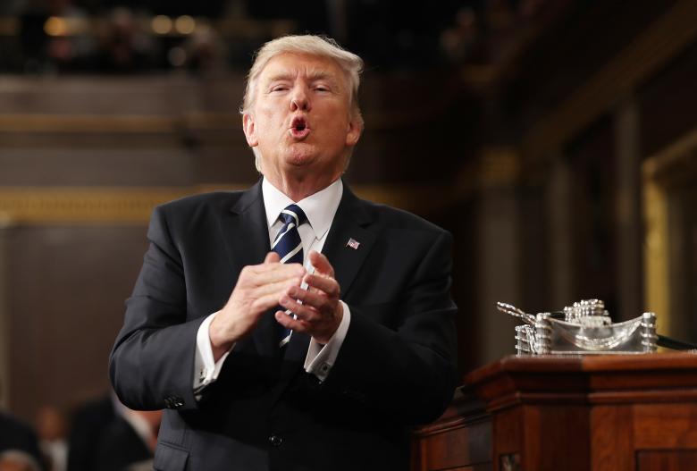 u s president donald trump reacts after delivering his first address to a joint session of congress from the floor of the house of representatives iin washington u s february 28 2017 photo reuters