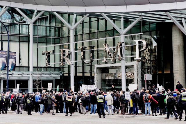 opening of trump tower in vancouver met with protests
