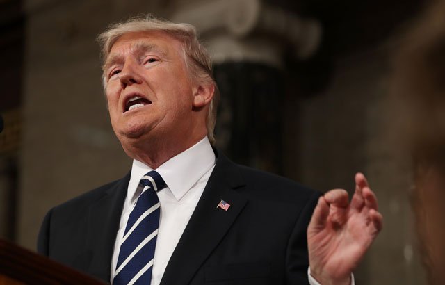 us president donald trump delivers his first address to a joint session of congress from the floor of the house of representatives in washington dc usa 28 february 2017 photo afp