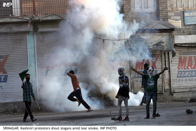firefight erupted late saturday when indian soldiers surrounded a home believed to be occupied by freedom fighters photo inp