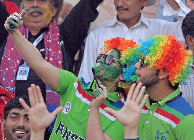 fans take a selfie during the final match of psl 2017 photo afp fans take a selfie during the final match of psl 2017 photo afp