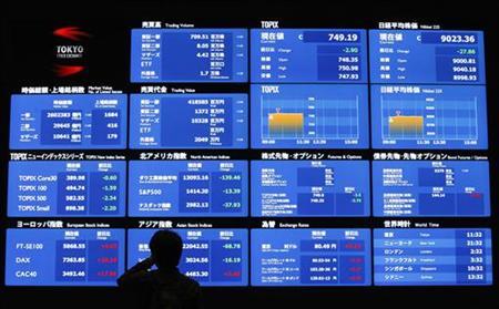 a visitor looks at a screen displayed market indices from around the world and foreign currency rates against the japanese yen at the tokyo stock exchange in tokyo november 5 2012 reuters issei kato files