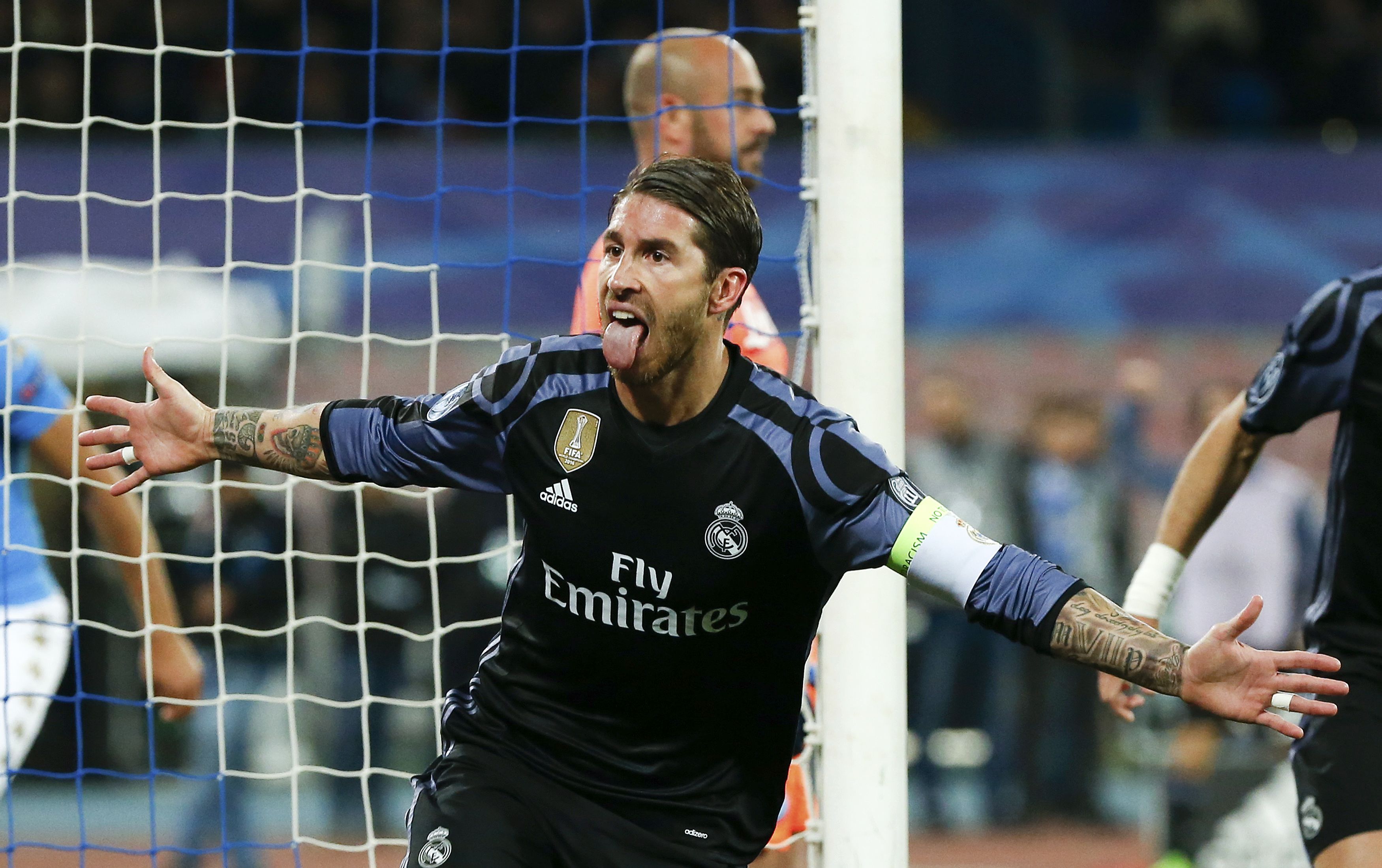 real madrid 039 s sergio ramos celebrates after scoring against napoli on march 7 2017 photo reuters