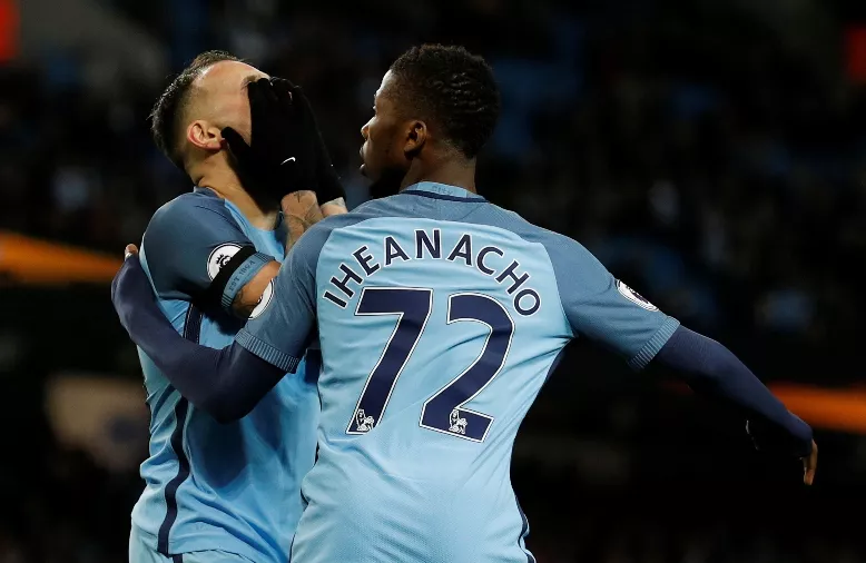 manchester city 039 s nicolas otamendi reacts after a missed chance as kelechi iheanacho looks on against stoke city on march 8 2017 photo reuters manchester city 039 s nicolas otamendi reacts after a missed chance as kelechi iheanacho looks on against stoke city on march 8 2017 photo reuters