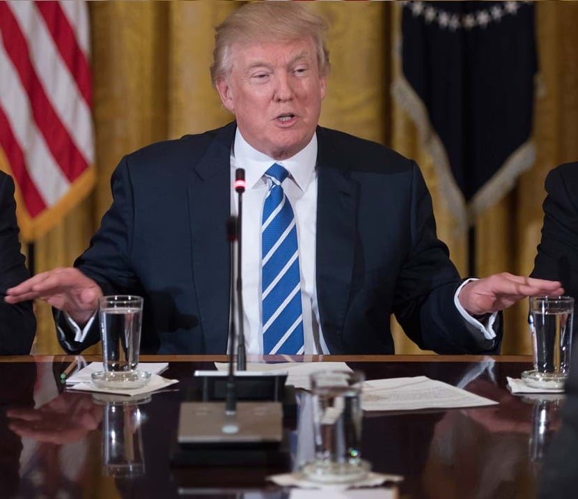 us president donald trump during a meeting with the us house deputy whip team at the white house in washington dc march 7 2017 photo afp